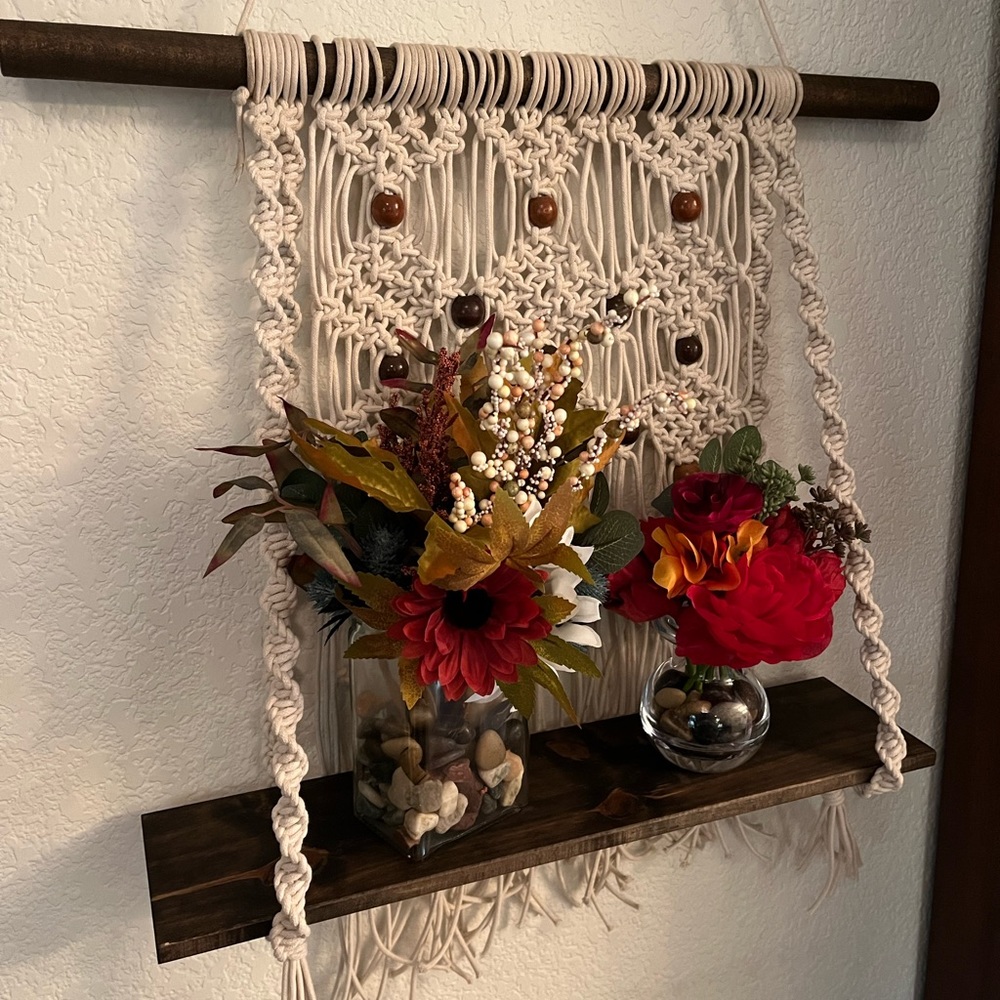 Handmade Macrame Hanging Shelf